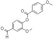 structure of CAS# 5420-38-2, 4-Methoxy-Benzoic Acid 4-Formyl-2-Methoxy-Phenyl Ester;(4-Formyl-2-Methoxy-Phenyl) 4-Methoxybenzoate;4-Methoxybenzoic Acid (4-Formyl-2-Methoxyphenyl) Ester;4-Methoxybenzoic Acid (4-Formyl-2-Methoxy-Phenyl) Ester