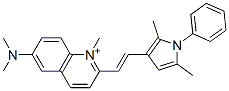 structure of CAS# 548-84-5, Pyrvinium Chloride;2-[(E)-2-(2,5-Dimethyl-1-Phenyl-Pyrrol-3-Yl)Vinyl]-1-Methyl-Quinolin-1-Ium-6-Amine Chloride;2-[(E)-2-(2,5-Dimethyl-1-Phenyl-3-Pyrrolyl)Vinyl]-1-Methyl-6-Quinolin-1-Iumamine Chloride;[2-[(E)-2-(2,5-Dimethyl-1-Phenyl-Pyrrol-3-Yl)Vinyl]-1-Methyl-Quinolin-1-Ium-6-Yl]Amine Chloride