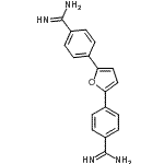 structure of CAS# 55368-40-6, 4,4'-(2,5-Furandiyl)Dibenzenecarboximidamide;[2,5-bis(4-amidinophenyl)furan];2,5-bis(4-amidinophenyl)furan;2,5-bis-(4-amidinophenyl)-furan