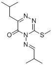 structure of CAS# 57052-04-7, Isomethiozin;6-Tert-Butyl-4-(2-Methylpropylideneamino)-3-(Methylthio)-1,2,4-Triazin-5-One;1,2,4-Triazin-5(4H)-One, 6-(1,1-Dimethylethyl)-4-((2-Methylpropylidene)Amino)-3-(Methylthio)-;5-26-06-00433 (Beilstein Handbook Reference)