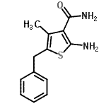structure of CAS# 57243-81-9, 2-Amino-5-Benzyl-4-Methyl-3-Thiophenecarboxamide;2-amino-4-methyl-5-benzylthiophene-3-carboxamide;2-AMINO-5<wbr>-(4-METHO<wbr>XY-PHENYL<wbr>CARBAMOYL<wbr>)-4-METHY<wbr>L-THIOPHE<wbr>NE-3-CARB<wbr>OXYLIC AC<wbr>ID METHYL<wbr> ESTER;2-amino-5-benzyl-4-methyl-3-thiophenecarboxamide