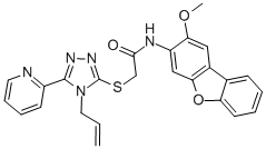 结构式 CAS# 578745-65-0, N-(2-甲氧基-3-二苯并呋喃基)-2-[[4-(2-烯丙基)-5-(吡啶-2-基)-4H-1,2,4-三唑-3-基]硫代]-乙酰胺