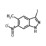 structure of CAS# 586330-45-2, 3-Iodo-5-Methyl-6-Nitro-1H-Indazole;1H-Indazole, 3-iodo-5-methyl-6-nitro-;3-Iod-5-methyl-6-nitro-1H-indazol;3-Iodo-5-methyl-6-nitro (1H)indazole