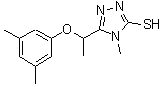 structure of CAS# 588673-46-5, 5-[1-(3,5-Dimethylphenoxy)Ethyl]-4-Methyl-4H-1,2,4-Triazole-3-Thiol;5-[(3,5-d<wbr>imethylph<wbr>enoxy)eth<wbr>yl]-4-met<wbr>hyl-1,2,4<wbr>-triazole<wbr>-3-thiol;5-[1-(3,5<wbr>-Dimethyl<wbr>phenoxy)e<wbr>thyl]-4-m<wbr>ethyl-4H-<wbr>1,2,4-tri<wbr>azole-3-t<wbr>hiol;MFCD03943465