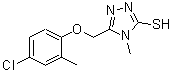 structure of CAS# 588673-47-6, 5-[(4-Chloro-2-Methylphenoxy)Methyl]-4-Methyl-4H-1,2,4-Triazole-3-Thiol;5-[(4-chl<wbr>oro-2-met<wbr>hylphenox<wbr>y)methyl]<wbr>-4-methyl<wbr>-1,2,4-tr<wbr>iazole-3-<wbr>thiol;5-[(4-Chl<wbr>oro-2-met<wbr>hylphenox<wbr>y)methyl]<wbr>-4-methyl<wbr>-4H-1,2,4<wbr>-triazole<wbr>-3-thiol;MFCD03943466