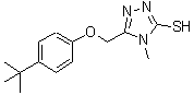 structure of CAS# 588673-50-1, 4-Methyl-5-{[4-(2-Methyl-2-Propanyl)Phenoxy]Methyl}-4H-1,2,4-Triazole-3-Thiol;5-[(4-ter<wbr>t-butylph<wbr>enoxy)met<wbr>hyl]-4-me<wbr>thyl-2,4-<wbr>dihydro-3<wbr>H-1,2,4-t<wbr>riazole-3<wbr>-thione;5-[(4-ter<wbr>t-Butylph<wbr>enoxy)met<wbr>hyl]-4-me<wbr>thyl-4H-1<wbr>,2,4-tria<wbr>zole-3-th<wbr>iol;5-{[4-(te<wbr>rt-butyl)<wbr>phenoxy]m<wbr>ethyl}-4-<wbr>methyl-1,<wbr>2,4-triaz<wbr>ole-3-thi<wbr>ol