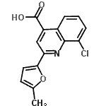 structure of CAS# 588676-14-6, 8-Chloro-2-(5-Methyl-2-Furyl)-4-Quinolinecarboxylic Acid;8-chloro-2-(5-methyl(2-furyl))quinoline-4-carboxylic acid;MFCD03422171