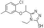 structure of CAS# 588692-06-2, 5-[1-(2-Chloro-5-Methylphenoxy)Ethyl]-4-Ethyl-4H-1,2,4-Triazole-3-Thiol;5-[(2-chl<wbr>oro-5-met<wbr>hylphenox<wbr>y)ethyl]-<wbr>4-ethyl-1<wbr>,2,4-tria<wbr>zole-3-th<wbr>iol;5-[1-(2-C<wbr>hloro-5-m<wbr>ethylphen<wbr>oxy)ethyl<wbr>]-4-ethyl<wbr>-4H-1,2,4<wbr>-triazole<wbr>-3-thiol;MFCD03944379
