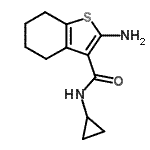 structure of CAS# 590360-08-0, 2-Amino-N-Cyclopropyl-4,5,6,7-Tetrahydro-1-Benzothiophene-3-Carboxamide;(2-amino(<wbr>4,5,6,7-t<wbr>etrahydro<wbr>benzo[b]t<wbr>hiophen-3<wbr>-yl))-N-c<wbr>yclopropy<wbr>lcarboxam<wbr>ide;2-Amino-3-trifluoromethylpyridine;2-amino-N-benzylbenzamide