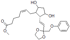 CAS 登录号：59619-78-2， (Z)-7-[(1R)-3alpha,5alpha-二羟基-2beta-[(E)-2-(2-苯氧基甲基-1,3-二氧戊环-2-基)乙烯基]环戊烷-1alpha-基]-5-庚烯酸甲酯