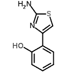 structure of CAS# 60135-72-0, 2-(2-Amino-1,3-Thiazol-4-Yl)Phenol;2-(2-Amino-1,3-thiazol-4-yl)phenol #;2-(2-aminothiazol-4-yl)phenol;2-(2-Amino-thiazol-4-yl)-phenol