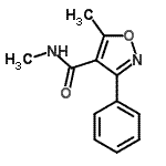 structure of CAS# 60986-88-1, N,5-Dimethyl-3-Phenyl-1,2-Oxazole-4-Carboxamide;N,5-DIMETHYL-3-PHENYLISOXAZOLE-4-CARBOXAMIDE;ZINC00391478