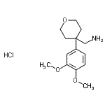 structure of CAS# 61861-92-5, 1-[4-(3,4-Dimethoxyphenyl)Tetrahydro-2H-Pyran-4-Yl]Methanamine Hydrochloride (1:1);[4-(3,4-d<wbr>imethoxyp<wbr>henyl)-2H<wbr>-3,4,5,6-<wbr>tetrahydr<wbr>opyran-4-<wbr>yl]methyl<wbr>amine, ch<wbr>loride;{[4-(3,4-<wbr>Dimethoxy<wbr>phenyl)te<wbr>trahydro-<wbr>2H-pyran-<wbr>4-yl]meth<wbr>yl}amine <wbr>hydrochlo<wbr>ride