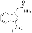 结构式 CAS# 61922-00-7, 2-(3-甲酰基-2-甲基-1H-吲哚-1-基)乙酰胺