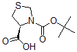structure of CAS# 63091-82-7, (4S)-3,4-Thiazolidinedicarboxylic Acid 3-(1,1-Dimethylethyl) Ester;N-ALPHA-T-BUTOXYCARBONYL-D-THIAZOLIDINE-4-CARBOXYLIC ACID;N-ALPHA-T-BUTOXYCARBONYL-D-THIOPROLINE;BOC-(S)-THIAZOLIDINE-4-CARBOXYLIC ACID