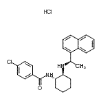 structure of CAS# 652973-93-8, 4-Chloro-N-[(1S,2S)-2-{[(1R)-1-(1-naphthyl)ethyl]amino}cyclohexyl]benzamide hydrochloride (1:1);4-chloro-<wbr>N-((1S,2S<wbr>)-2-((R)-<wbr>1-(naphth<wbr>alen-1-yl<wbr>)ethylami<wbr>no)cycloh<wbr>exyl)benz<wbr>amide hyd<wbr>rochloride;Benzamide<wbr>, 4-chlor<wbr>o-N-[(1S,<wbr>2S)-2-[[(<wbr>1R)-1-(1-<wbr>naphthale<wbr>nyl)ethyl<wbr>]amino]cy<wbr>clohexyl]<wbr>-, hydroc<wbr>hloride (<wbr>1:1);Calhex 231 hydrochloride