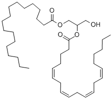 structure of CAS# 65914-84-3, 1-Stearoyl-2-Arachidonoyl-Sn-Glycerol;[(1S)-1-(Hydroxymethyl)-2-Octadecanoyloxy-Ethyl] (5Z,8Z,11Z,14Z)-Icosa-5,8,11,14-Tetraenoate;(5Z,8Z,11Z,14Z)-Icosa-5,8,11,14-Tetraenoic Acid [(1S)-1-(Hydroxymethyl)-2-(1-Oxooctadecoxy)Ethyl] Ester;(5Z,8Z,11Z,14Z)-Icosa-5,8,11,14-Tetraenoic Acid [(1S)-1-Methylol-2-Stearoyloxy-Ethyl] Ester