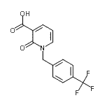 structure of CAS# 66158-46-1, 2-Oxo-1-[4-(trifluoromethyl)benzyl]-1,2-dihydro-3-pyridinecarboxylic acid;1-[4-(Trifluoromethyl)benzyl]pyridin-2-one-3-carboxylic acid;1-[4-(Tri<wbr>fluoromet<wbr>hyl)benzy<wbr>l]pyridin<wbr>-2-one-3-<wbr>carboxyli<wbr>c acid 97%;2-oxo-1-(<wbr>4-(triflu<wbr>oromethyl<wbr>)benzyl)-<wbr>1,2-dihyd<wbr>ropyridin<wbr>e-3-carbo<wbr>xylic acid