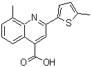structure of CAS# 667412-63-7, 8-Methyl-2-(5-methyl-2-thienyl)-4-quinolinecarboxylic acid;8-methyl-2-(5-methyl(2-thienyl))quinoline-4-carboxylic acid;8-Methyl-2-(5-methylthien-2-yl)quinoline-4-carboxylic acid;8-methyl-<wbr>2-(5-meth<wbr>ylthiophe<wbr>n-2-yl)qu<wbr>inoline-4<wbr>-carboxyl<wbr>ic acid