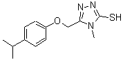 structure of CAS# 667414-35-9, 5-[(4-Isopropylphenoxy)methyl]-4-methyl-4H-1,2,4-triazole-3-thiol;4-methyl-<wbr>5-{[4-(me<wbr>thylethyl<wbr>)phenoxy]<wbr>methyl}-1<wbr>,2,4-tria<wbr>zole-3-th<wbr>iol;4-methyl-<wbr>5-{[4-(pr<wbr>opan-2-yl<wbr>)phenoxy]<wbr>methyl}-4<wbr>H-1,2,4-t<wbr>riazole-3<wbr>-thiol;5-(4-Isop<wbr>ropyl-phe<wbr>noxymethy<wbr>l)-4-meth<wbr>yl-4H-[1,<wbr>2,4]triaz<wbr>ole-3-thi<wbr>ol