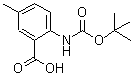 structure of CAS# 669713-60-4, 5-Methyl-2-({[(2-methyl-2-propanyl)oxy]carbonyl}amino)benzoic acid;2-(tert-butoxycarbonylamino)-5-methylbenzoic acid;2-(tert-Butoxycarbonylamino)-5-methyl-benzoic acid;2-tert-Butoxycarbonylamino-5-methyl-benzoic acid
