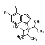 structure of CAS# 685513-91-1, 5-Bromo-4-fluoro-1-(triisopropylsilyl)-1H-pyrrolo[2,3-b]pyridine;1H-Pyrrol<wbr>o[2,3-b]p<wbr>yridine, <wbr>5-bromo-4<wbr>-fluoro-1<wbr>-[tris(1-<wbr>methyleth<wbr>yl)silyl]-;5-Bromo-4-fluoro-1-(triisopropylsilanyl)-7-azaindole