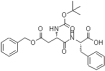 structure of CAS# 68763-45-1, (2S)-2-{[(2S)-4-(Benzyloxy)-2-({[(2-methyl-2-propanyl)oxy]carbonyl}amino)-4-oxobutanoyl]amino}-3-phenylpropanoic acid;BOC-ASP(OBZL)-PHE-OH