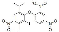 structure of CAS# 69311-70-2, 2-Iodo-6-Isopropyl-3-Methyl-2',4,4'-Trinitrodiphenyl Ether;2-(2,4-Dinitrophenoxy)-3-Iodo-1-Isopropyl-4-Methyl-5-Nitro-Benzene;2-(2,4-Dinitrophenoxy)-3-Iodo-1-Isopropyl-4-Methyl-5-Nitrobenzene;4-(2,4-Dinitrophenoxy)-3-Iodo-2-Methyl-1-Nitro-5-Propan-2-Yl-Benzene