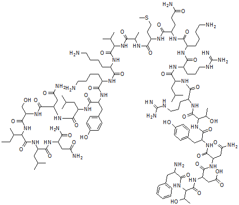 structure of CAS# 69698-54-0, 6-28-Vasoactiveintestinal Octacosapeptide (Swine);Vasoactive Intestinal Peptide Fragment 6-28 Human, Porcine, Rat;VASOACTIVE INTESTINAL PEPTIDE (6-28), HUMAN, PORCINE, RAT;VASOACTIVE INTESTINAL PEPTIDE FRAGMENT 6-28 PORCINE