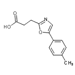 structure of CAS# 705962-58-9, 3-[5-(4-Methylphenyl)-1,3-oxazol-2-yl]propanoic acid;3-(5-(4-Methylphenyl)-1,3-oxazol-2-;3-(5-(4-methylphenyl)-1,3-oxazol-2-yl)propanoic acid;3-(5-(p-tolyl)oxazol-2-yl)propanoic acid
