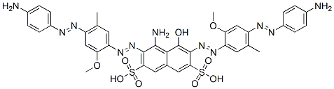 CAS#: 70833-48-6， 4-Amino-3,6-Bis[2-[4-[2-(4-Aminophenyl)Diazenyl]-2-Methoxy-5-Methylphenyl]Diazenyl]-5-Hydroxy-2,7-Naphthalenedisulfonicacid