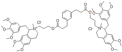 CAS#: 71561-35-8， Bis(3-(1,2,3,4-tetrahydro-6,7-dimethoxy-N-methyl-1-(3,4,5-trimethoxybenzyl)isoquinolinium)propyl)1,3-phenylenedipropionate dichloride