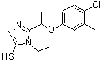 structure of CAS# 725217-57-2, 5-[1-(4-Chloro-3-methylphenoxy)ethyl]-4-ethyl-4H-1,2,4-triazole-3-thiol;5-[(4-chl<wbr>oro-3-met<wbr>hylphenox<wbr>y)ethyl]-<wbr>4-ethyl-1<wbr>,2,4-tria<wbr>zole-3-th<wbr>iol;5-[1-(4-C<wbr>hloro-3-m<wbr>ethylphen<wbr>oxy)ethyl<wbr>]-4-ethyl<wbr>-4H-1,2,4<wbr>-triazole<wbr>-3-thiol;MFCD04138042