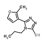 structure of CAS# 725218-33-7, 5-(2-Methyl-3-furyl)-4-propyl-4H-1,2,4-triazole-3-thiol;5-(2-methyl(3-furyl))-4-propyl-1,2,4-triazole-3-thiol;5-(2-methylfuran-3-yl)-4-propyl-4H-1,2,4-triazole-3-thiol;MFCD03423475