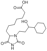 structure of CAS# 72814-32-5, 7-[(4S)-3-[(3R)-3-Cyclohexyl-3-Hydroxypropyl]-2,5-Dioxoimidazolidin-4-Yl]Heptanoic Acid;7-[(4S)-3-[(3R)-3-Cyclohexyl-3-Hydroxy-Propyl]-2,5-Dioxo-Imidazolidin-4-Yl]Heptanoic Acid;7-[(4S)-3-[(3R)-3-Cyclohexyl-3-Hydroxypropyl]-2,5-Dioxo-4-Imidazolidinyl]Heptanoic Acid;7-[(4S)-3-[(3R)-3-Cyclohexyl-3-Hydroxy-Propyl]-2,5-Diketo-Imidazolidin-4-Yl]Enanthic Acid