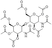 结构式 CAS# 7284-18-6, 2-(乙酰氨基)-2-脱氧-4-O-[3,4,6-三-O-乙酰基-2-(乙酰氨基)-2-脱氧-beta-D-吡喃葡萄糖基]-alpha-D-吡喃葡萄糖 1,3,6-三乙酸酯