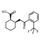 structure of CAS# 736136-50-8, (1R,2R)-2-{2-Oxo-2-[2-(trifluoromethyl)phenyl]ethyl}cyclohexanecarboxylic acid;cis-2-[2-<wbr>oxo-2-(2-<wbr>trifluoro<wbr>methylphe<wbr>nyl)ethyl<wbr>]cyclohex<wbr>ane-1-car<wbr>boxylic a<wbr>cid