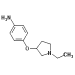 structure of CAS# 741716-20-1, 4-[(1-Ethyl-3-pyrrolidinyl)oxy]aniline;4-((1-ethylpyrrolidin-3-yl)oxy)aniline;BENZENAMINE,4-[(1-ETHYL-3-PYRROLIDINYL)OXY]-
