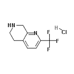 structure of CAS# 741737-13-3, 2-(Trifluoromethyl)-5,6,7,8-tetrahydro-1,7-naphthyridine hydrochloride (1:1);1,7-Napht<wbr>hyridine,<wbr> 5,6,7,8-<wbr>tetrahydr<wbr>o-2-(trif<wbr>luorometh<wbr>yl)-, hyd<wbr>rochlorid<wbr>e (1:1);2-(Triflu<wbr>ormethyl)<wbr>-5,6,7,8-<wbr>tetrahydr<wbr>o-1,7-nap<wbr>hthyridin<wbr>hydrochlo<wbr>rid (1:1);2-(triflu<wbr>oromethyl<wbr>)-5,6,7,8<wbr>-tetrahyd<wbr>ro-1,7-na<wbr>phthyridi<wbr>ne hydroc<wbr>hloride