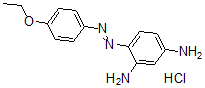 structure of CAS# 74367-87-6, 4-(4-Ethoxyphenylazo)-m-Phenylenediamine mixture Of Mono And Dihydrochloride