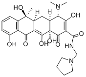 structure of CAS# 751-97-3, Rolitetracycline;(2Z,4S,4As,5As,6S,12As)-4-Dimethylamino-6,10,11,12A-Tetrahydroxy-2-[Hydroxy-(Pyrrolidin-1-Ylmethylamino)Methylene]-6-Methyl-4,4A,5,5A-Tetrahydrotetracene-1,3,12-Trione;Nitric Acid;(2Z,4S,4As,5As,6S,12As)-4-Dimethylamino-6,10,11,12A-Tetrahydroxy-2-[Hydroxy-(1-Pyrrolidinylmethylamino)Methylene]-6-Methyl-4,4A,5,5A-Tetrahydrotetracene-1,3,12-Trione;Nitric Acid;Pyrrocycline N