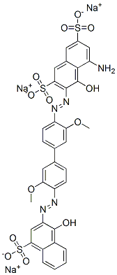 CAS#: 75673-20-0， 5-Amino-4-Hydroxy-3-[[4'-[(1-Hydroxy-4-Sulfo-2-Naphthalenyl)Azo]-3,3'-Dimethoxy [1,1'-Biphenyl]-4-Yl]Azo]-2,7-Naphthalenedisulfonic Acid Trisodium Salt
