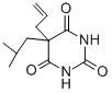 structure of CAS# 77-26-9, Butalbital;5-Allyl-5-Isobutyl-Hexahydropyrimidine-2,4,6-Trione;5-Allyl-5-Isobutylhexahydropyrimidine-2,4,6-Trione;5-Allyl-5-Isobutyl-Barbituric Acid