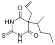 structure of CAS# 77-27-0, 5-Allyl-5-[1-Methylbutyl]-2-Thiobarbituric Acid;5-Allyl-5-(1-Methylbutyl)-2-Thioxo-Hexahydropyrimidine-4,6-Dione;5-Allyl-5-(1-Methylbutyl)-2-Thioxohexahydropyrimidine-4,6-Dione;5-Allyl-5-(1-Methylbutyl)-2-Thioxo-Hexahydropyrimidine-4,6-Quinone