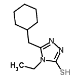 structure of CAS# 777879-36-4, 5-(Cyclohexylmethyl)-4-ethyl-4H-1,2,4-triazole-3-thiol;3-(cyclohexylmethyl)-4-ethyl-1H-1,2,4-triazole-5(4H)-thione;5-(Cyclohexylmethyl)-4-ethyl-4H-1,2,4-triazole-3-thiol;MFCD03423488