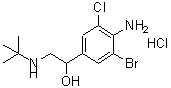 structure of CAS# 78982-84-0, 4-Amino-3-bromo-alpha-[(tert-butylamino)methyl]-5-chlorobenzyl alcohol hydrochloride