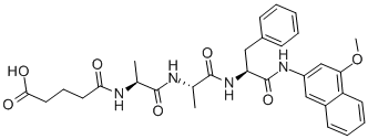 structure of CAS# 79642-99-2, Glutaryl-Ala-Ala-Phe 4-Methoxy-beta-Naphthylamide;N-(4-Carboxy-1-Oxobutyl)-L-Alanyl-L-Alanyl-N-(4-Methoxy-2-Naphthalenyl)-L-Phenylalaninamide;GLUTARYL-ALA-ALA-PHE 4-METHOXY-BETA-NAPHTHYLAMIDE;Glutaryl-Ala-Ala-Phe 4-Methoxy-B-*Naphthylamide