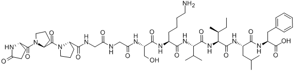 结构式 CAS# 79943-68-3, 焦谷氨酰-脯氨酰-脯氨酰-甘氨酰-甘氨酰-丝氨酰-赖氨酰-缬氨酰-异亮氨酰-亮氨酰-苯丙氨酸