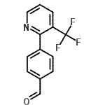 structure of CAS# 847446-85-9, 4-[3-(Trifluoromethyl)-2-pyridinyl]benzaldehyde;4-(3-(trifluoromethyl)pyridin-2-yl)benzaldehyde;4-[3-(Trifluoromethyl)-2-pyridinyl]-benzene carbaldehyde;4-[3-(trifluoromethyl)-2-pyridinyl]benzenecarbaldehyde