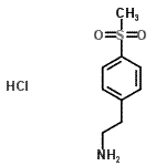 structure of CAS# 849020-96-8, 2-[4-(Methylsulfonyl)phenyl]ethanamine hydrochloride (1:1);1-(2-Aminoethyl)-4-(methylsulfonyl)benzene hydrochloride;2-(4-(methylsulfonyl)phenyl)ethanamine hydrochloride;2-(4-Methylsulfonyl)phenethylamine hydrochloride